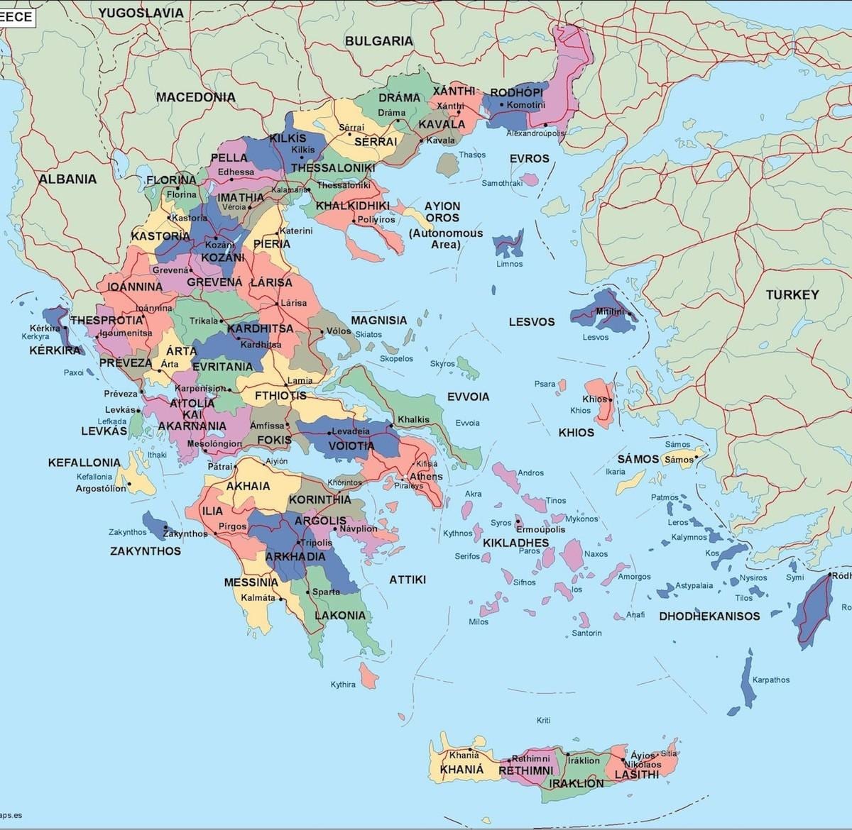 政治地图的希腊