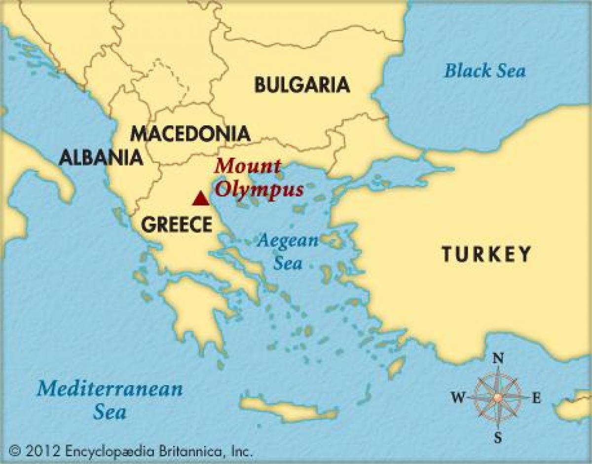地图对希腊的奥林匹斯山
