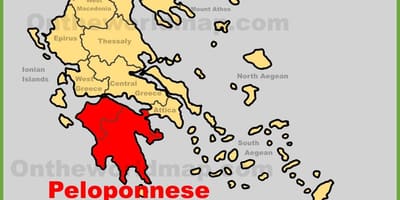 地图的伯罗奔尼撒半岛的希腊