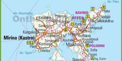 利姆诺斯岛希腊的地图